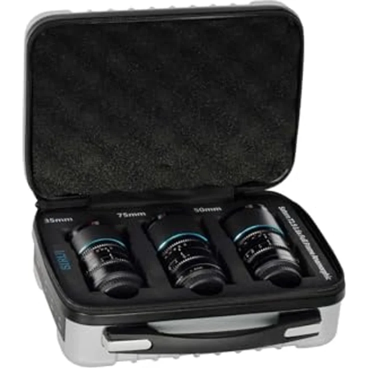 SIRUI Saturn 35 mm, 50 mm, 75 mm Objektiv-Set T2.9 1.6X Vollformat-Kohlefaser anamorphes Objektiv, Cine Objektiv unter 500 g (Blaue Flares, E-Mount) – Bild 4
