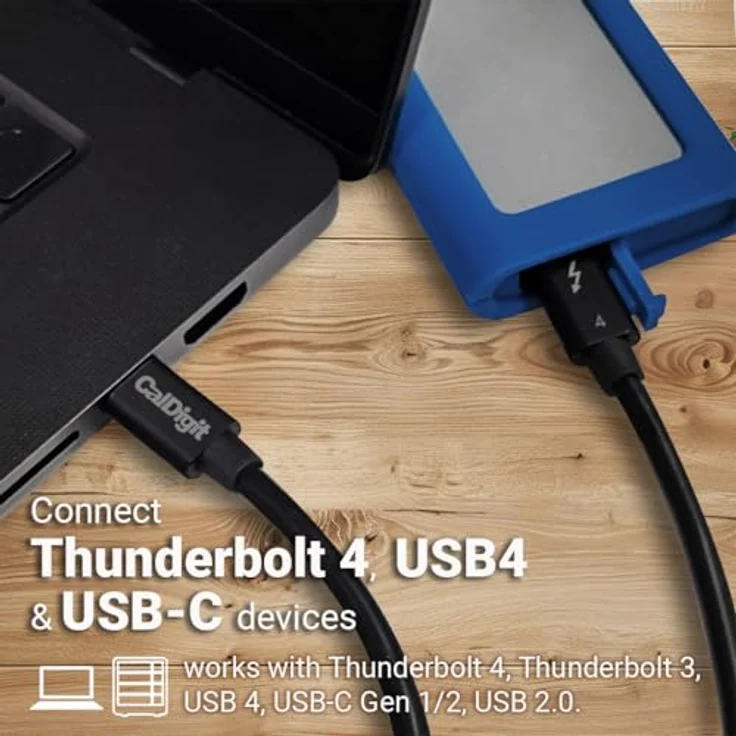 CalDigit Thunderbolt 4 / USB 4 Kabel, 0.80 m, 100 W, universelles USB Kabel für Thunderbolt 3 und 4, kompatibel mit USB-C Geräten – Bild 4
