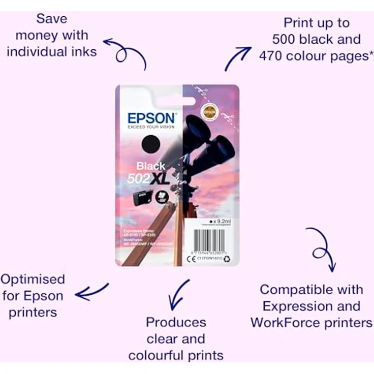Epson C13T02W14010 Schwarz Original Tintenpatronen 1er Pack – Bild 2