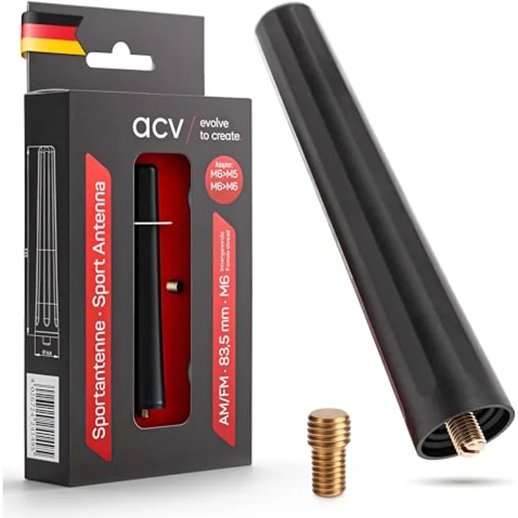 ACV Antennenstab AM/FM 8.5cm M5/M6 151000-02, Kurzstabantenne mit gutem Empfang, Made in Germany