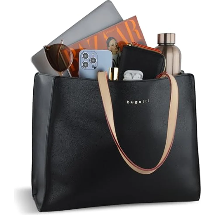 bugatti Ella Business System Bag, elegante Aktentasche mit 13-Zoll-Laptopfach, Organizer und 100% Handmade, Schwarz – Bild 4