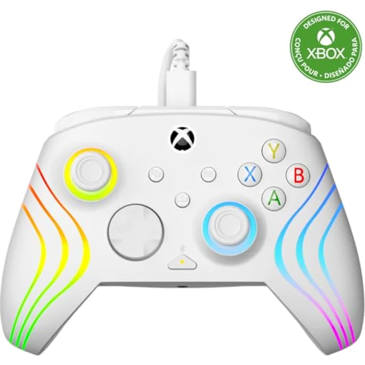 Turtle Beach Afterglow Wave Wired Controller, Gaming Controller mit RGB-Beleuchtung, ergonomischem Design und einstellbaren Hall-Effekt-Abzügen, Weiss – Bild 1