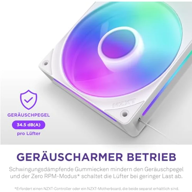NZXT F280 RGB Core weiß Gehäuselüfter (1 x), PC Lüfter mit lebendiger RGB-Beleuchtung – Bild 8