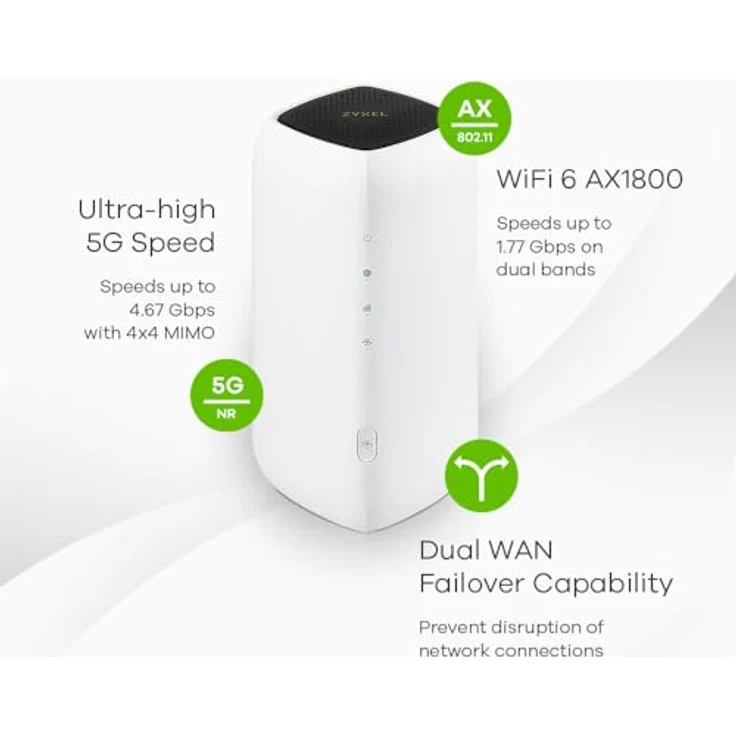 ZYXEL 5G NR 4.67 Gbps Indoor Router | AX1800 WiFi 6 Router | Nebula Cloud Management | 64-Geräte-WiFi | Dual WAN Failover | Gigabit LAN Ports [Nebula FWA505] – Bild 4
