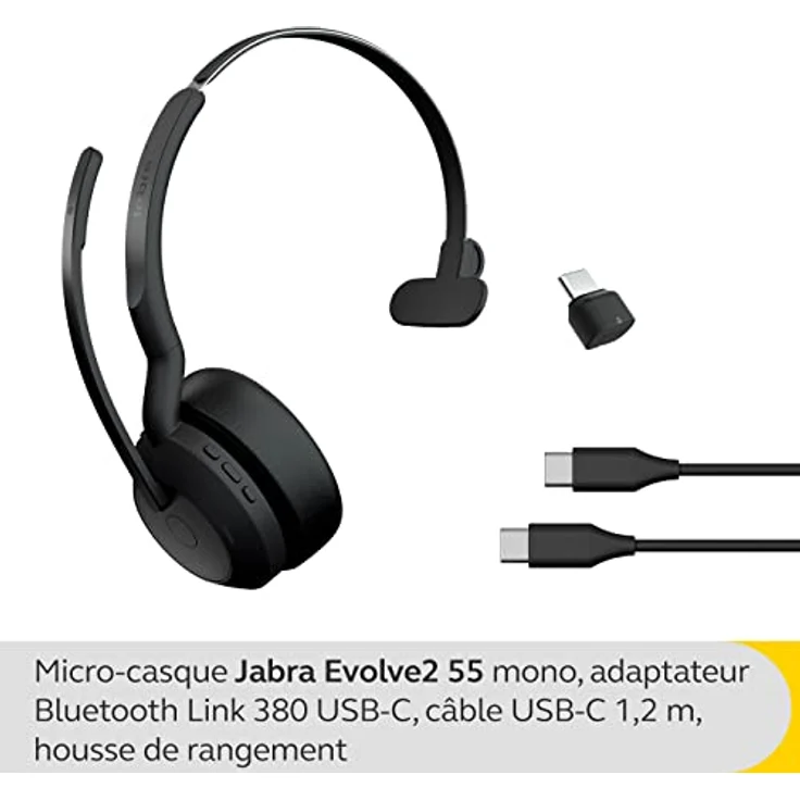 Jabra Evolve2 55 - schnurloses Mono-Headset mit Jabra Air Comfort - Mikrofone mit Geräuschunterdrückung und ANC - für MS Teams zertifiziert, mit anderen Plattformen kompatibel - Schwarz – Bild 2