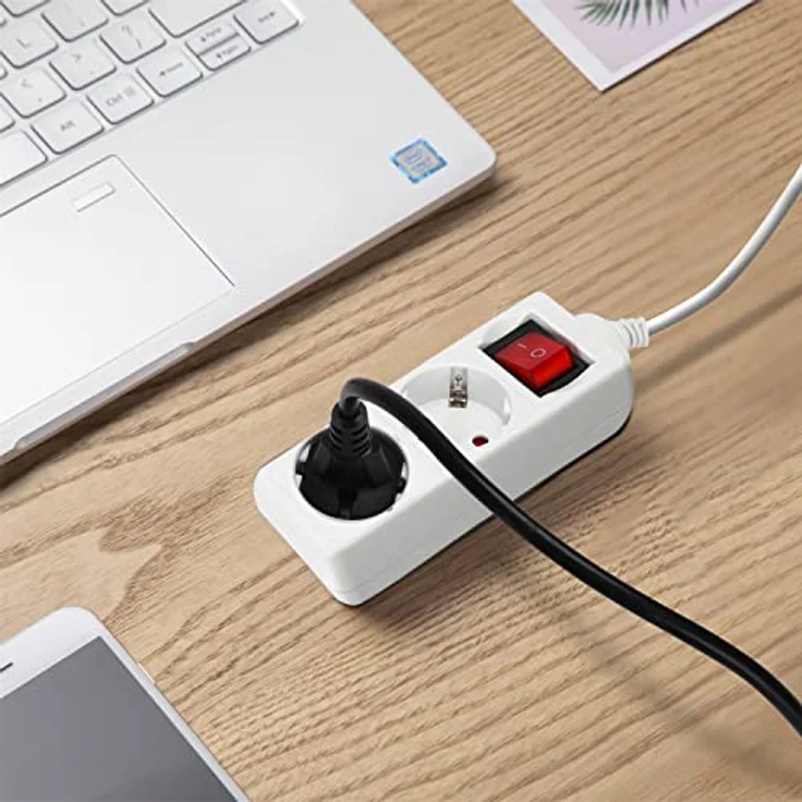 Aigostar Steckdosenleiste 2-Fach, Tischsteckdose mit Schalter und Kindersicherung, 3m Kabel, Weiß – Bild 5
