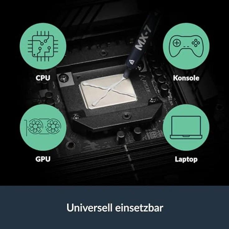 ARCTIC MX-7 Wärmeleitpaste (4g) mit 6x MX Cleaner, hohe Viskosität bis 38000 Poise, Betriebstemperatur -50-250 °C – Bild 8