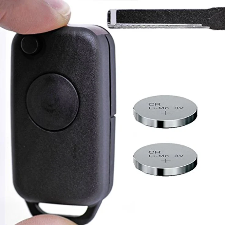 mt-key Auto Klapp Schlüssel HU44 mit 1 Taste, inkl. Rohling und 2x CR2025 Knopfzelle, passend für Mercedes Benz W124, W168, W202, W208 – Bild 1
