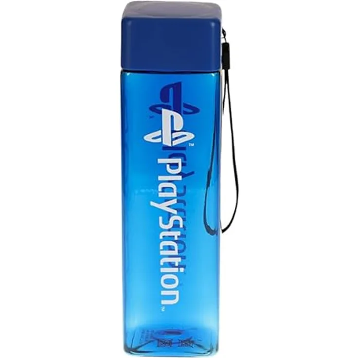 Paladone Playstation Quadratische Reise-Kunststoff-Wasserflasche mit Handgelenkriemen | Playstation Geschenke | 500ml (17 fl oz)