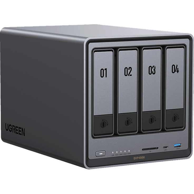 UGREEN DXP4800 NAS, Diskless 4-Bay 2,5 Zoll, 12. Gen Intel Prozessor, max. 136TB, grau