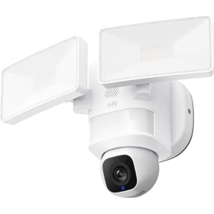eufy Security E30 Floodlight Camera, Netzwerkkamera mit 360° Pan & Tilt, 2K Videoauflösung, KI-Detektion, wetterfest, Weiss/Schwarz
