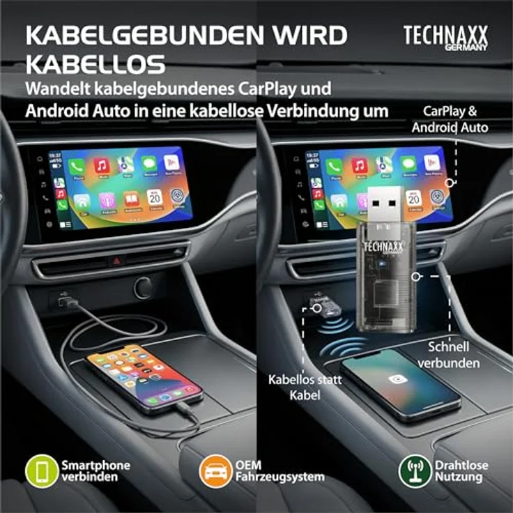 Technaxx TX-346, USB-Dongle für Car Play & Android Auto, schwarz – Bild 3