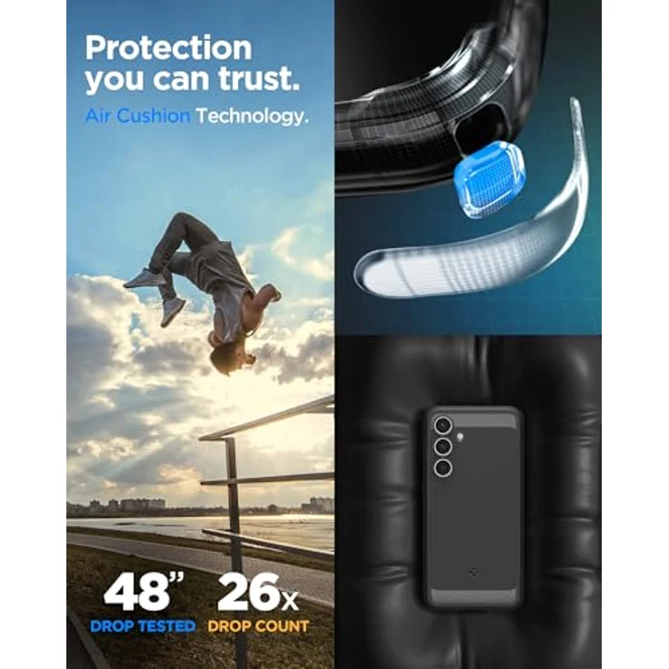 Spigen Rugged Armor Handyhülle für Samsung Galaxy S24 FE [Fallschutz in Militärqualität] – Mattschwarz – Bild 3