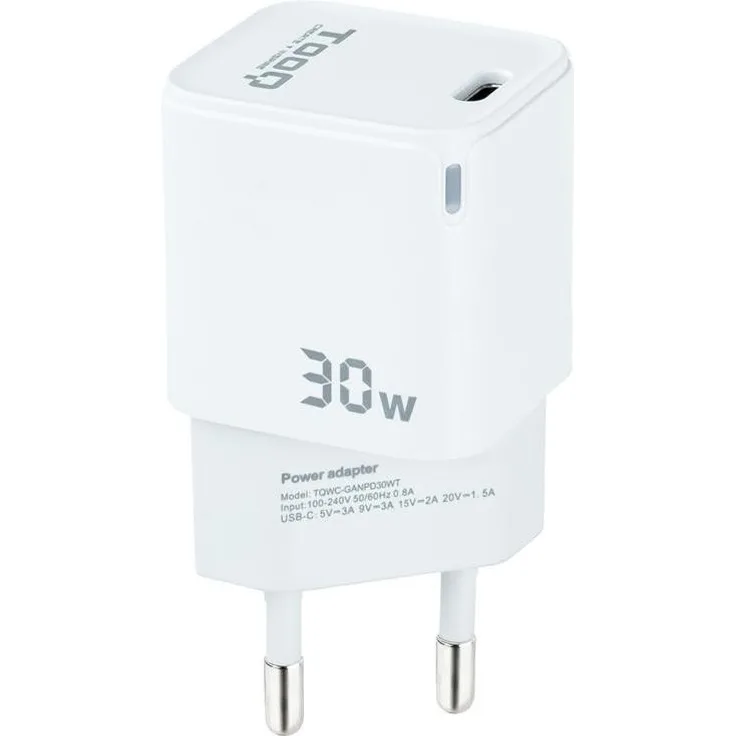 Tooq Technology TooQ TQWC-GANPD30WT, USB Ladegerät 30 W, Indendørs, GaN-Technologie, Weiss