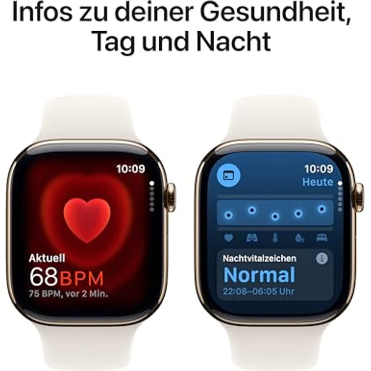 Apple Watch Series 10, 46 mm, GPS + Cellular, Titangehäuse Gold, Sportarmband Polarstern, M/L – Bild 5