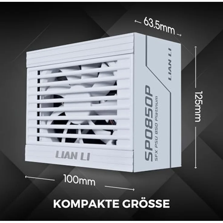 Lian Li SP Series Platinum 80 PLUS Platinum Netzteil, SFX, 850 Watt, vollmodular, PCIe 5.1, ATX 3.1, weiß – Bild 3