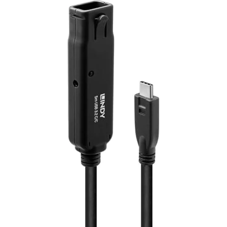 Lindy 43405 USB 3.2 Gen 2 Aktivverlängerung, 5 m USB C Kabel Schwarz mit 10 Gbit/s Datenübertragungsrate – Bild 1