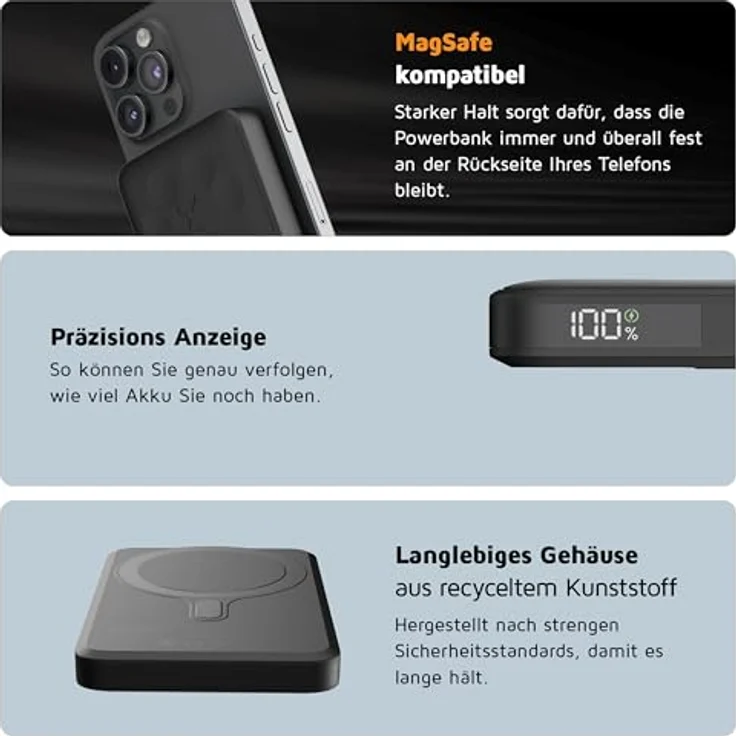Xtorm Kabellose Powerbank 5000 mAh - Magnetisch, USB-C, MagSafe kompatibel - iPhone 15 Pro Max/Pro/15/14 Pro Max/13 Pro - Schwarz – Bild 4
