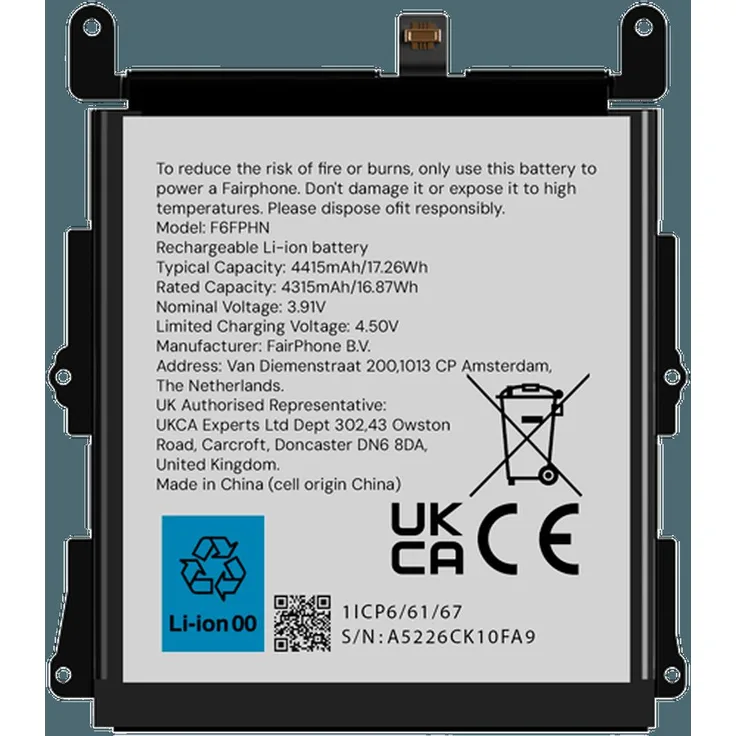 Fairphone 6 Battery v1, Smartphone Akku, Li-Ion 4200 mAh, schwarz, schnellaufladbar