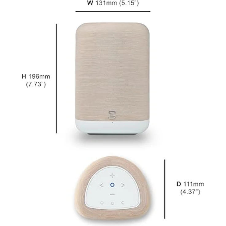 Bluesound Pulse Flex, kabelloser Bluetooth Hi-Res All-in-One-Lautsprecher mit AirPlay 2, Spotify Connect, Alexa Skills, Multiroom-Audio – (Weiß/Hellbraun) – Bild 4