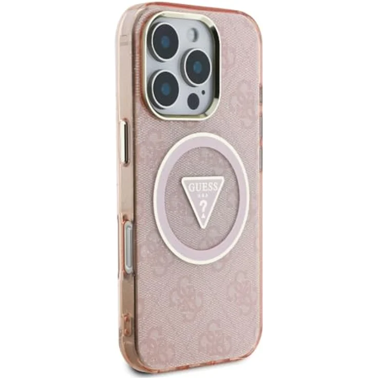 CG MOBILE Guess IML Metal Glitter 4G Circle Triangle, MagSafe-kompatible Hülle für iPhone 16 Pro Max, Rosa, TPU/PC Hardcase – Bild 4
