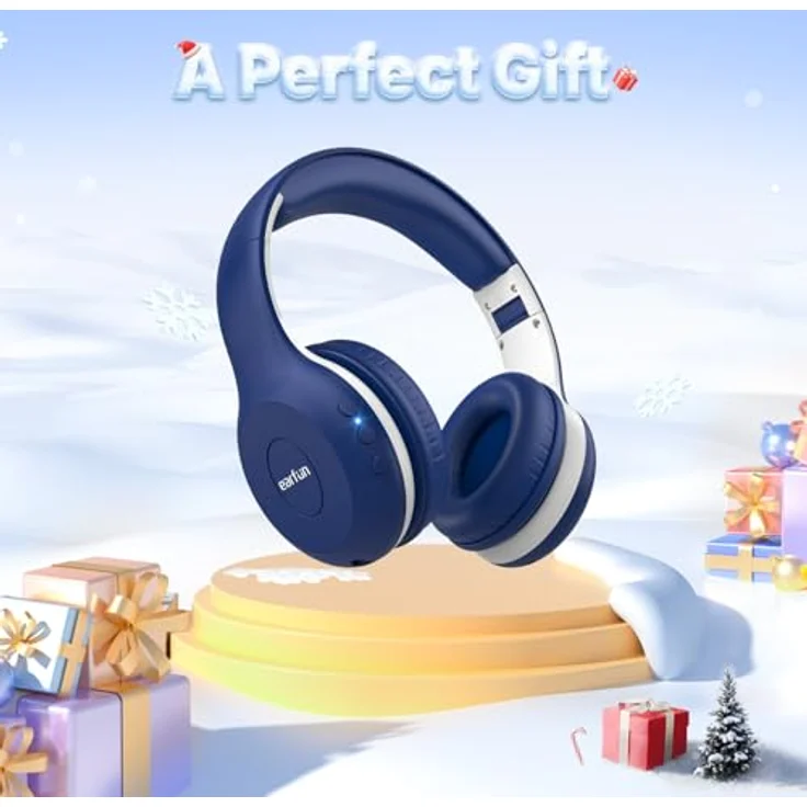 EarFun Bluetooth Kopfhörer Kinder, HiFi Sound, 85/94dB Lautstärkeregelung, HD-Mikrofon, 40 Std Akku, Faltbar & Einstellbar, Blau – Bild 2
