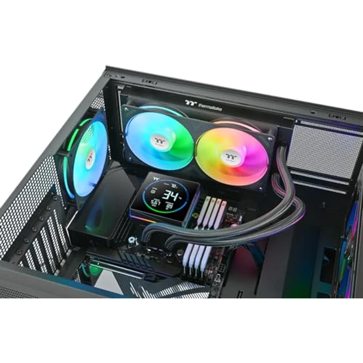 Thermaltake TH240-S V3 ARGB Sync Black, AiO-Wasserkühlung mit 2x 120mm Lüftern, bis zu 2500 rpm, 37.8 dB – Bild 7