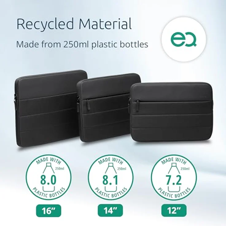Kensington EQ 12" Laptophülle, gefertigt aus 7,2 mm starken Kunststoffflaschen, für Laptops/Tablets bis zu 12 Zoll, umweltfreundlich, schwarz (K60393WW) – Bild 2