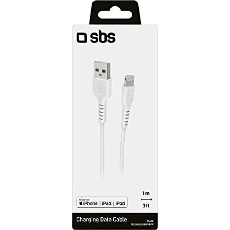 SBS TECABLEUSBIP589W Lightning-Kabel 1 m Weiß (TECABLEUSBIP589W) – Bild 2