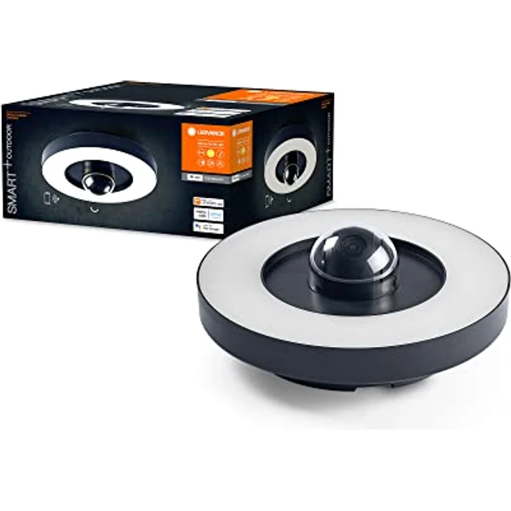 Ledvance Smart+ Camera Circle Cam Control, Netzwerkkamera mit HD Live Bildübertragung, grau, IP44, steuerbar über App, Google Assistant und Alexa – Bild 1