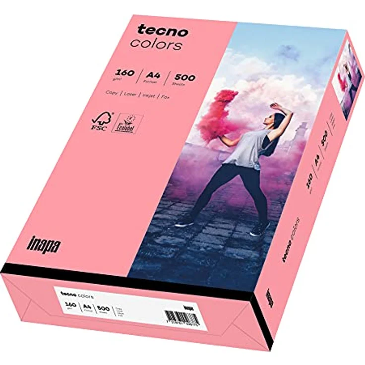 inapa farbiges Druckerpapier, buntes Papier tecno Colors: 160 g/m², A4, 250 Blatt, rosa – Bild 1