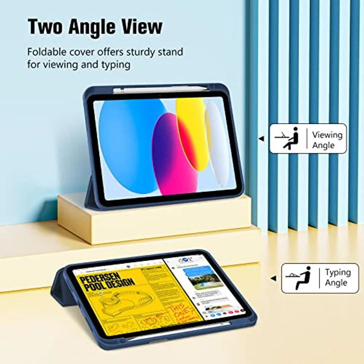 ProCase Hülle für iPad A16 11. & 10. Generation (2025/2022) – Ultradünne Schutzhülle mit Stifthalter und Smart Cover, Navy – Bild 4