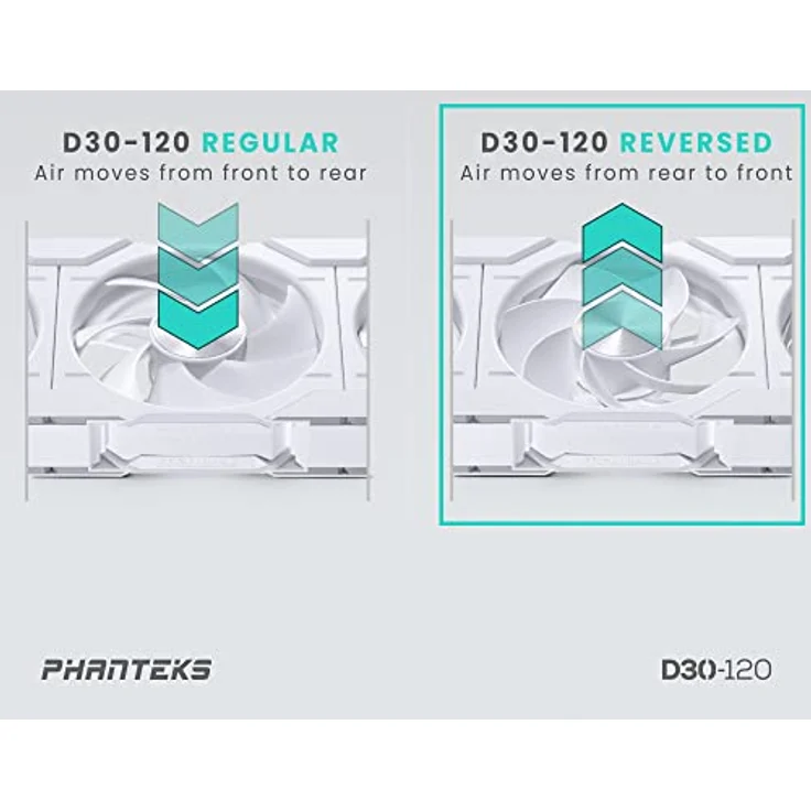 Phanteks D30 PWM Reverse Airflow D-RGB Lüfter, 3er Pack – 120 mm, weiß - Preisvergleich – Bild 3