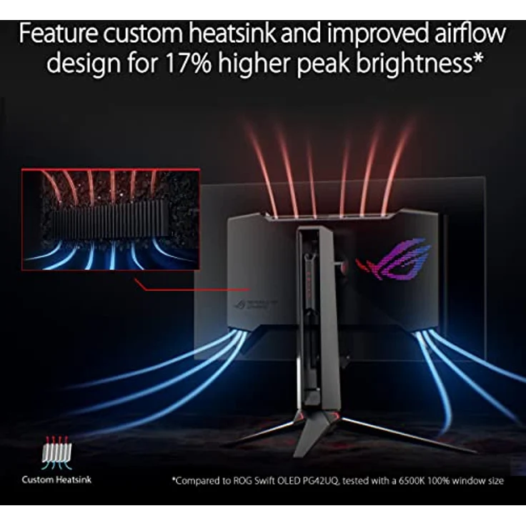 ASUS ROG Swift OLED PG27AQDM | 27 Zoll WQHD Gaming Monitor | 240 Hz, 0.03ms GtG, G-Sync, FreeSync, GameFast Input, HDR 10 | 10-bit OLED Panel, 16:9, 2560x1440, DP 1.4, HDMI, USB-Hub, ergonomisch – Bild 4