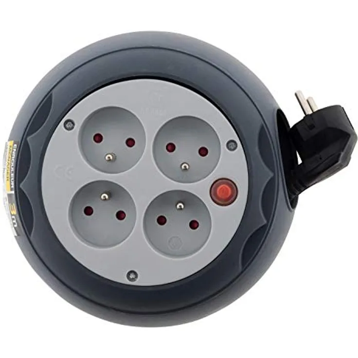 Kabeltrommel, 3 m, 4 Steckdosen, 16 A Zenitech