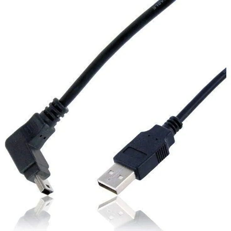 Wicked Chili USB 2.0 Hi-Speed Datenkabel mini USB Stecker 90° abgewinkelt, kompatibel mit TomTom XXL IQ Routes, XL Live, XL Live Style, Start XL, 180 cm, schwarz