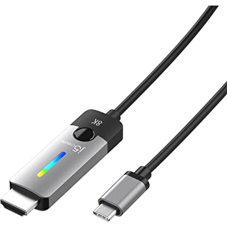 j5create JCC157-N USB-C®-zu-HDMI™ 2.1-8K-Kabel, 1,79 m, Unterstützung für 8K Auflösungen und HDR, schwarz – Bild 1