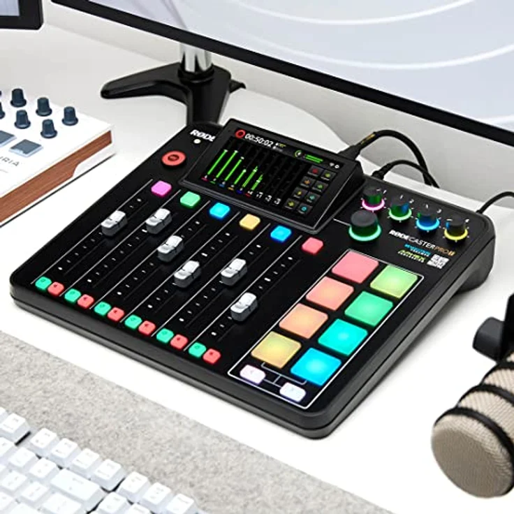 RØDE RODECaster Pro II, Studio- und Livemixer mit 5,5" HD-Touchdisplay, 9 Kanälen, Dual USB Audio Interface, Schwarz – Bild 10