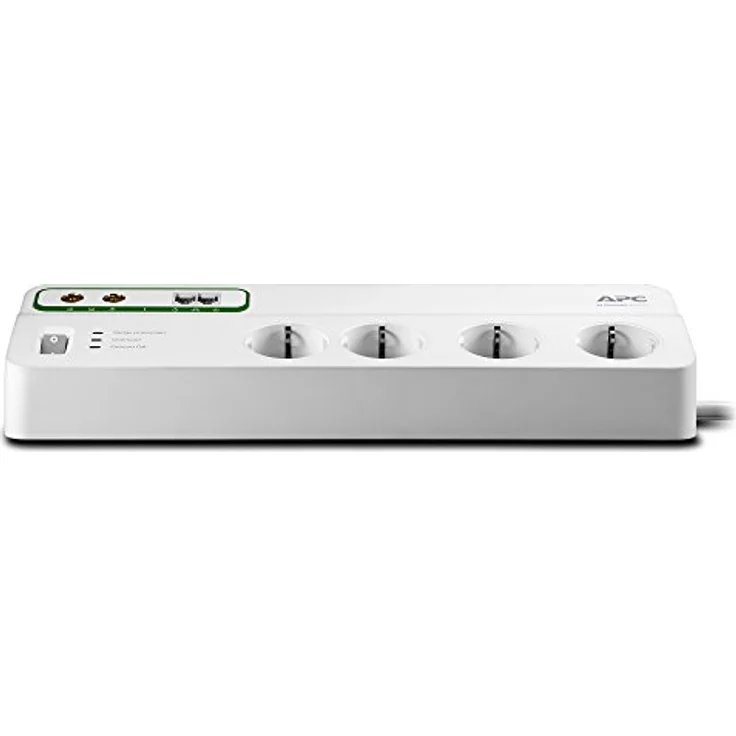 APC Surge Protector - PMF83VT-GR - Steckdosenleiste mit Überspannungsschutz (8-fach Stecker Schuko, schaltbar, 2 TV--Video- und 2 Telefon-Schutz-Ausgänge - Farbe: weiß) – Bild 3