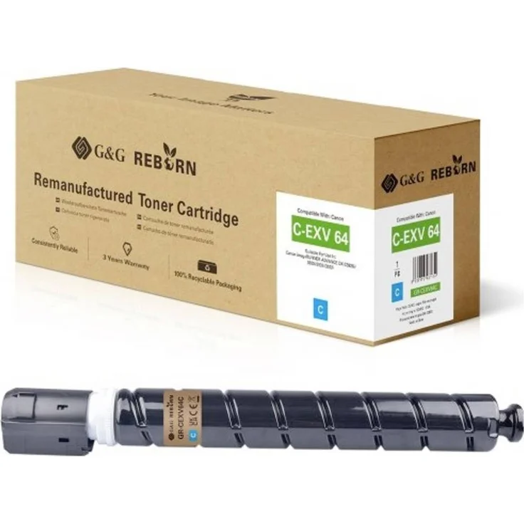 G&G Toner GR-CEXV64C, ersetzt Canon 5754C002, kompatibel, Cyan, 25.500 Seiten