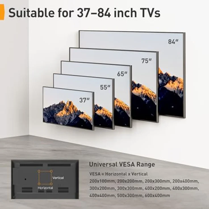 Perlegear TV Wandhalterung Schwenkbar Neigbar - Ausziehbar TV Halterung Curved 4K LED LCD OLED Flachbildfernseher, Fernseher Wandabstand 94-178cm 37-70 Zoll TV, VESA 200x100mm-600x400mm 1.8m HDMI Kabel, Schwarz – Bild 2