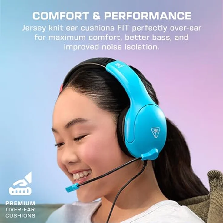 Turtle Beach Airlite Fit Wired Gaming Headset, Neon Blau und Rot, lizenziert für Nintendo Switch, mit Flip-to-Mute Mic und Over-Ear Premium Komfort – Bild 2