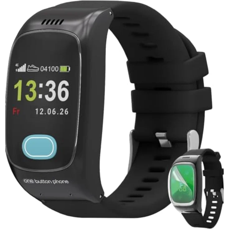 one button phone Senioren Smartwatch Modell 2024, GPS Notfalluhr mit SOS-Taste, automatischer Sturzerkennung und Vitaldatenmessung – Bild 1