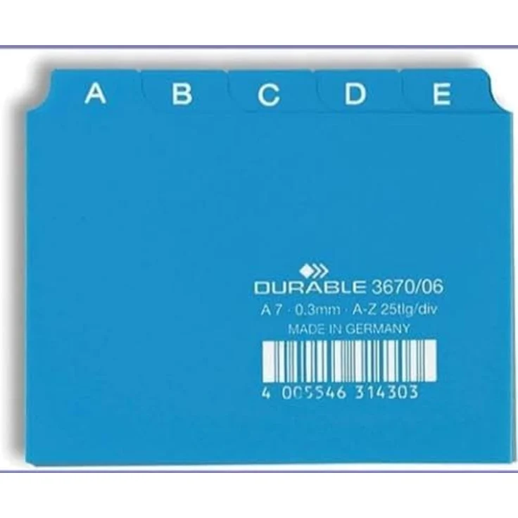 DURABLE Aktenordner Leitregister A7 A-Z 25-tlg 3670/06 Kartei-Register, blau – Bild 4