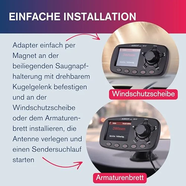 Albrecht DR57 DAB+ Empfänger mit Freisprechfunktion, Bluetooth, Saugnapfhalterung und 30 Favoritenspeichern – Bild 5
