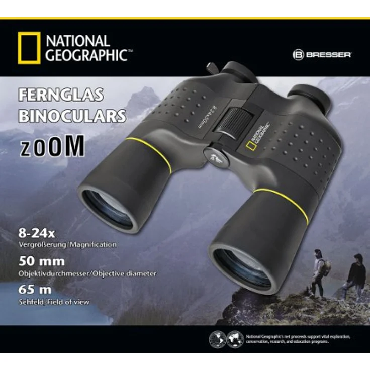 National Geographic Zoom Fernglas 8-24x50 mit Mitteltriebfokussierung und robuster Gummiarmierung inklusive Stativanschluss, Trageriemen und Transporttasche – Bild 5
