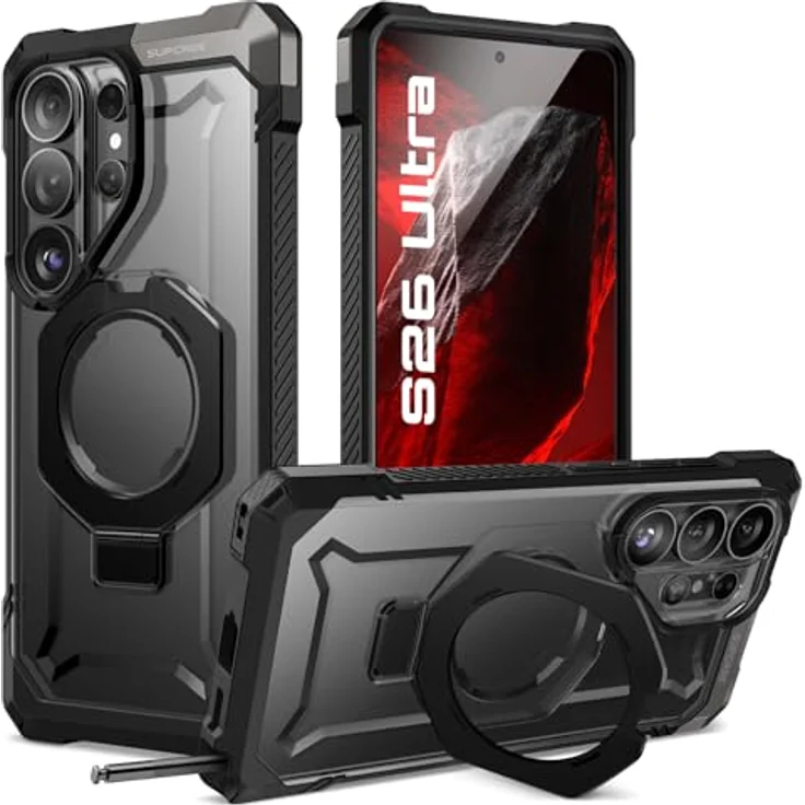 SUPCASE Unicorn Beetle Grip Hülle für Samsung Galaxy S26 Ultra, Slim Schutzhülle mit Ringhalter, kompatibel mit MagSafe, Schwarz – Bild 1