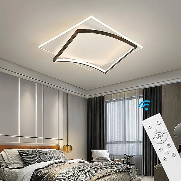 Eurotondisplay SX915-500 LED Deckenleuchte mit Fernbedienung, schwarz weiß, einstellbare Lichtfarbe/Helligkeit, sehr leicht – Bild 2