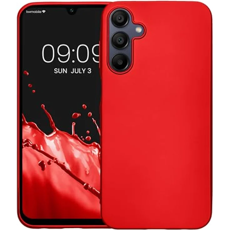 kwmobile Handyhülle für Samsung Galaxy A15 5G, Silikon Case mit metallisch schimmerndem Effekt, Metallic Dunkelrot – Bild 5