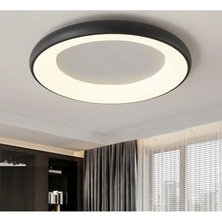 Style home LED Deckenleuchte Deckenlampe 52W Ø50x5cm, dimmbar mit Fernbedienung 3000K-6000K, Runde Lampe für Wohnzimmer Schlafzimmer Arbeitszimmer Büro Küche (Schwarz)